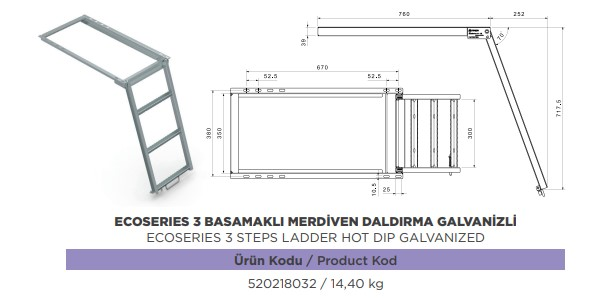 MERDIVEN 3 BASAMAKLI ECO SERI DALDIRMA GALVENIZLI